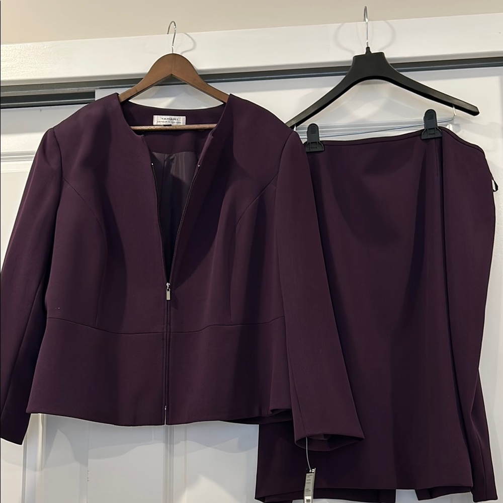 Tahari Purple Blazer and Skirt Set